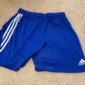 Blue Adidas soccer shorts. Size large